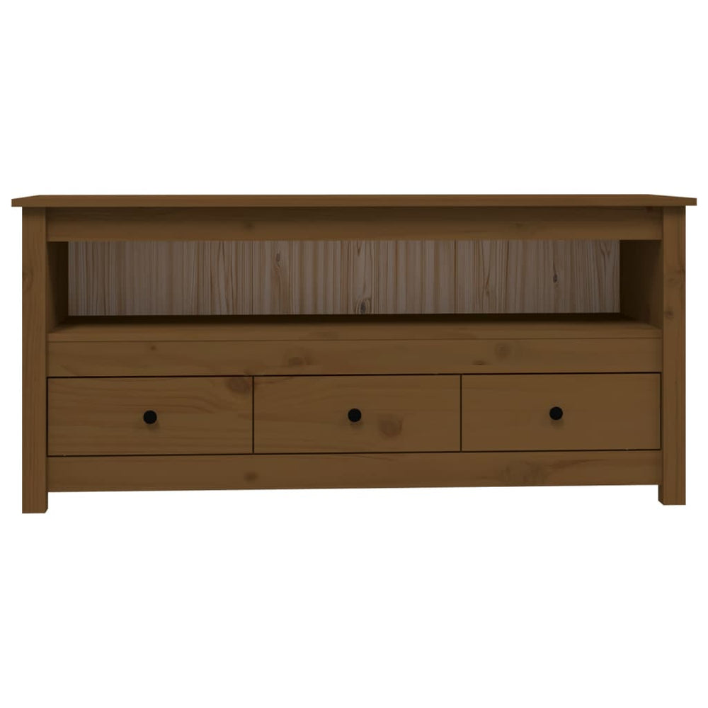 Tv-meubel 114x35x52 cm massief grenenhout honingbruin MeubelReus