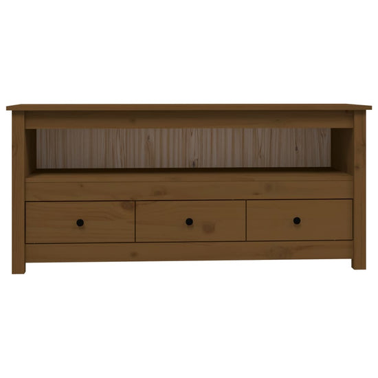 Tv-meubel 114x35x52 cm massief grenenhout honingbruin MeubelReus