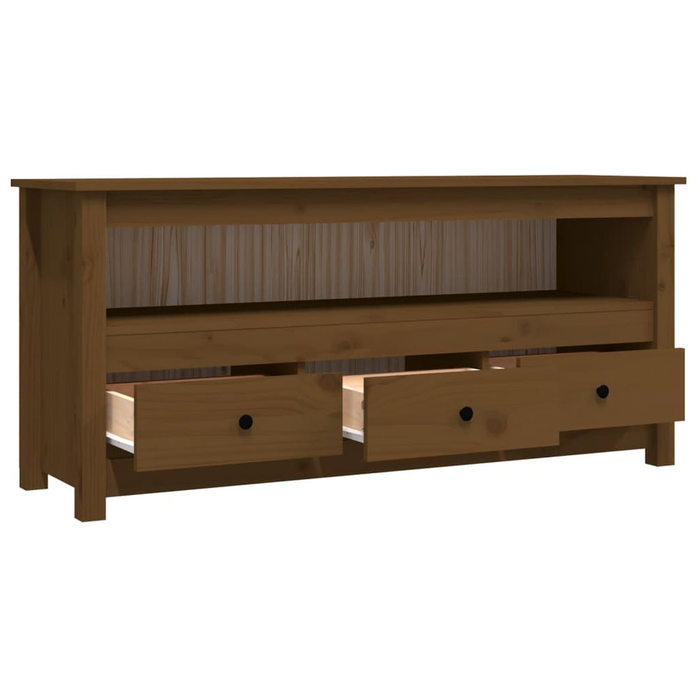 Tv-meubel 114x35x52 cm massief grenenhout honingbruin MeubelReus