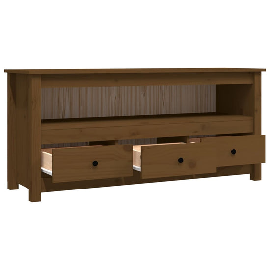 Tv-meubel 114x35x52 cm massief grenenhout honingbruin MeubelReus