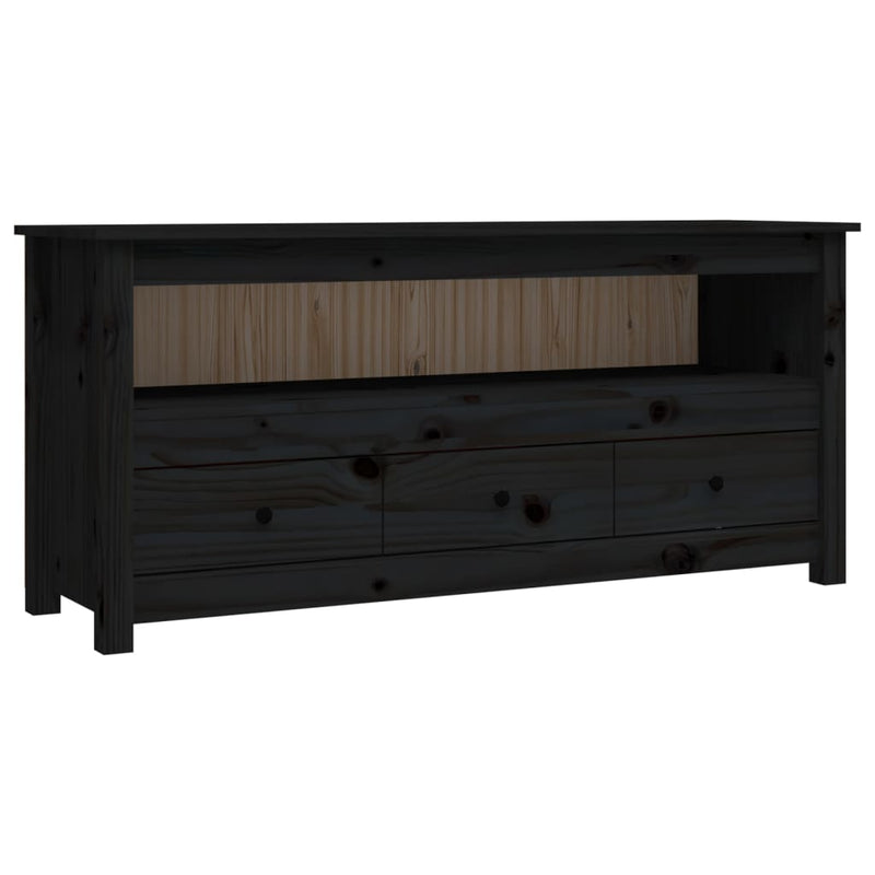 Tv-meubel 114x35x52 cm massief grenenhout zwart MeubelReus