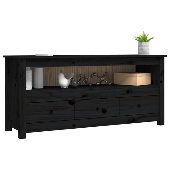 Tv-meubel 114x35x52 cm massief grenenhout zwart MeubelReus