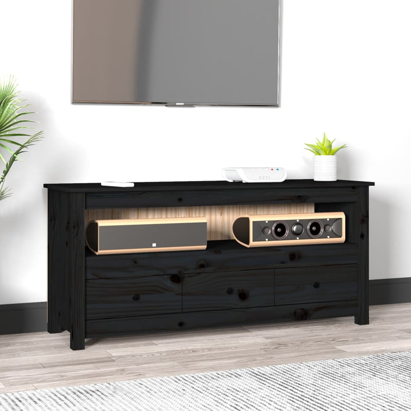 Tv-meubel 114x35x52 cm massief grenenhout zwart MeubelReus