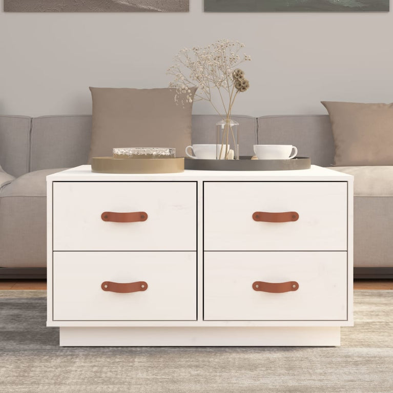 Salontafel 80x80x45 cm massief grenenhout wit MeubelReus