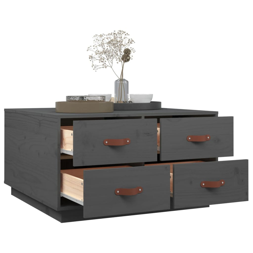 Salontafel 80x80x45 cm massief grenenhout grijs MeubelReus