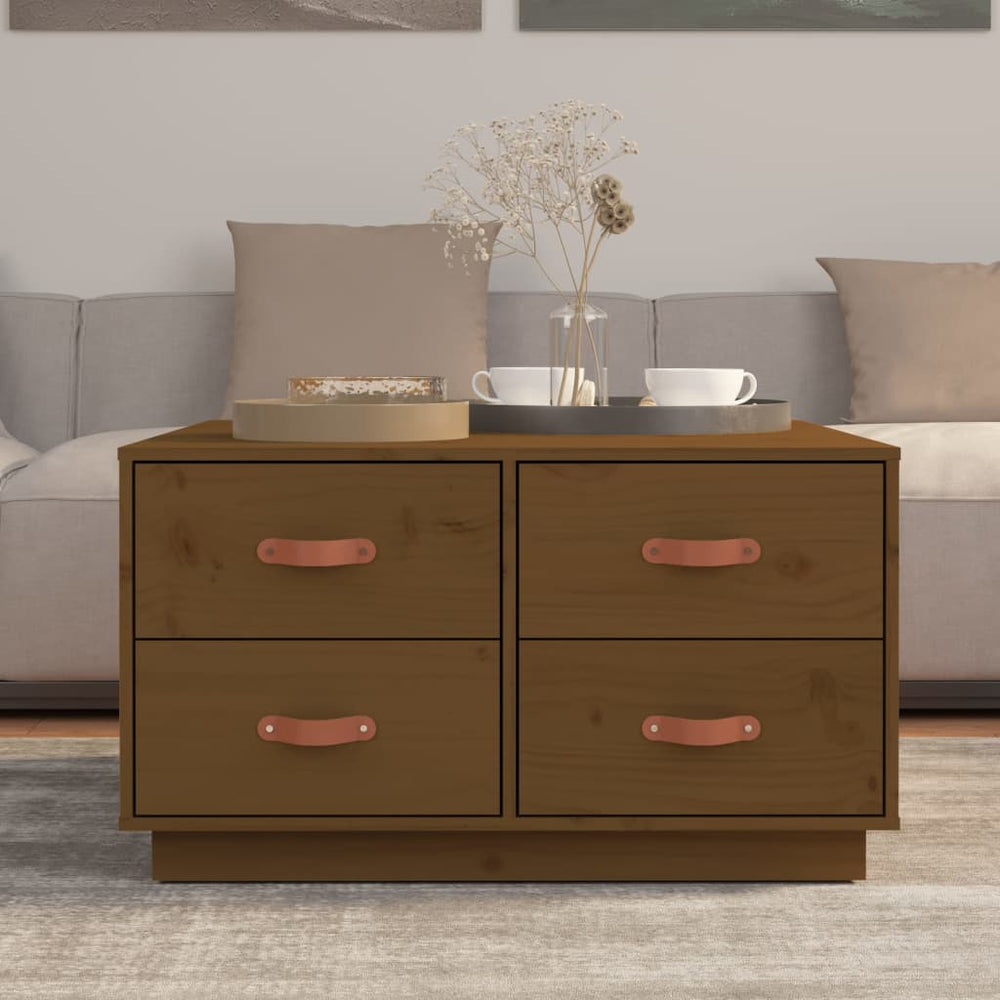 Salontafel 80x80x45 cm massief grenenhout honingbruin MeubelReus