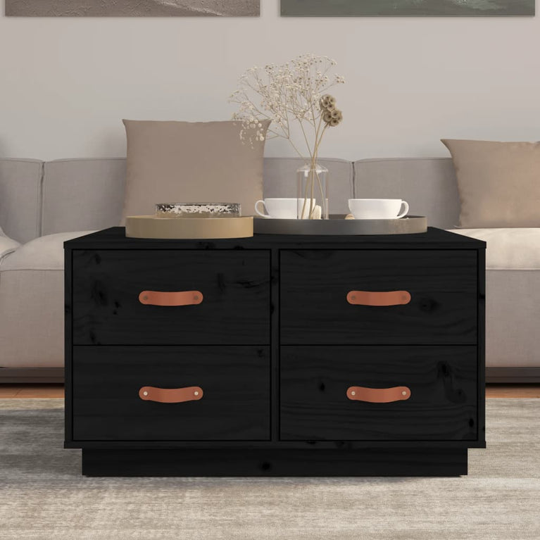 Salontafel 80x80x45 cm massief grenenhout zwart MeubelReus