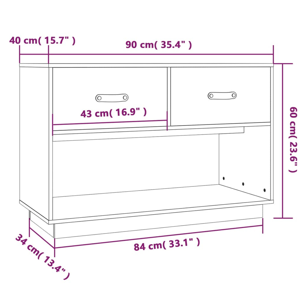 Tv-meubel 90x40x60 cm massief grenenhout grijs MeubelReus
