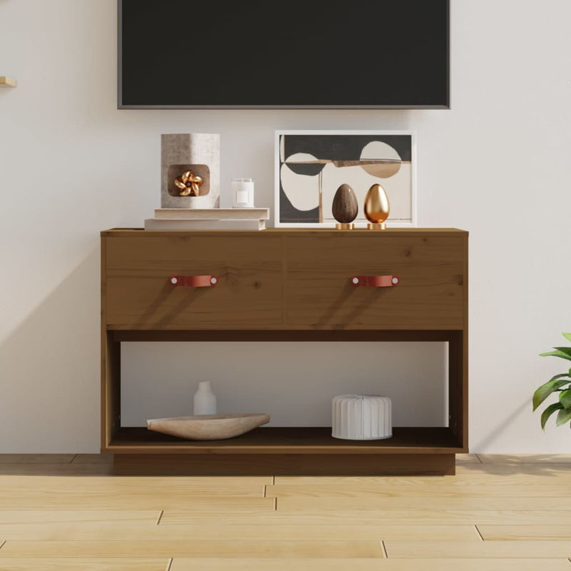 Tv-meubel 90x40x60 cm massief grenenhout honingbruin MeubelReus