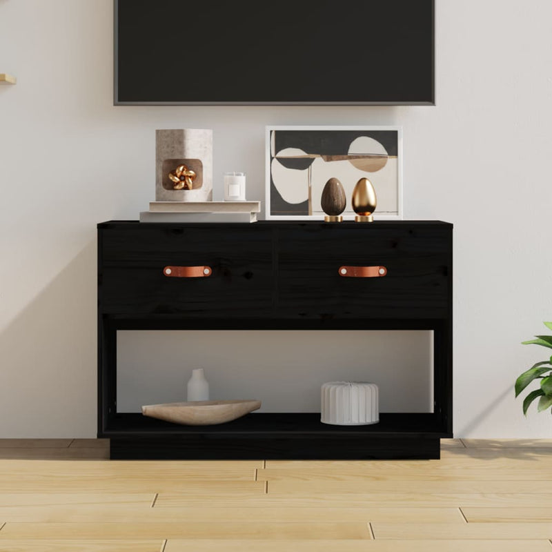 Tv-meubel 90x40x60 cm massief grenenhout zwart MeubelReus