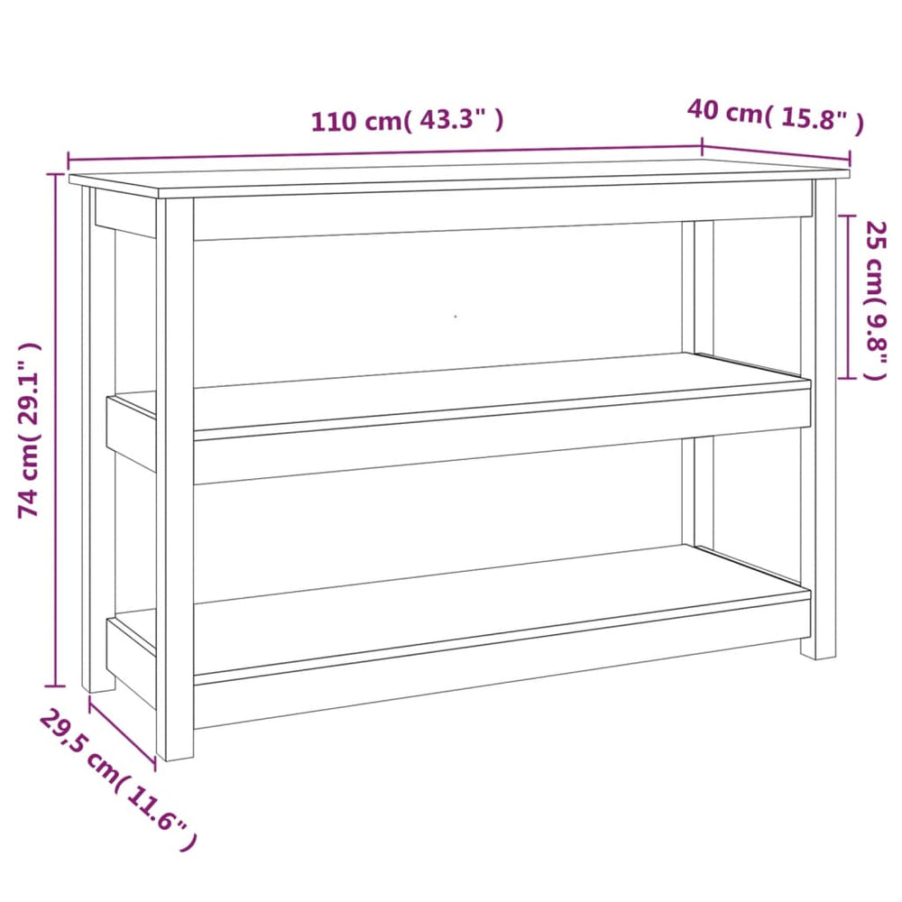Wandtafel 110x40x74 cm massief grenenhout MeubelReus