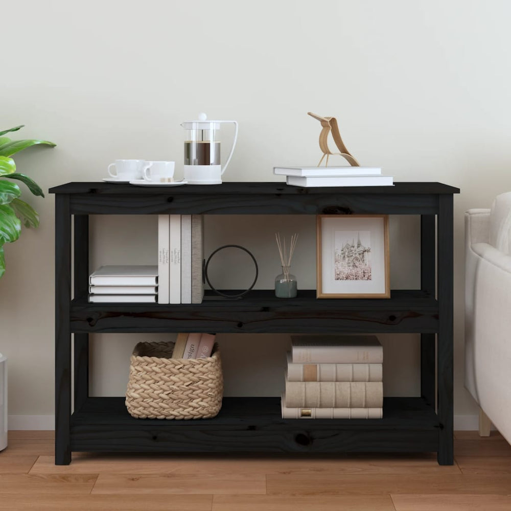Wandtafel 110x40x74 cm massief grenenhout zwart MeubelReus