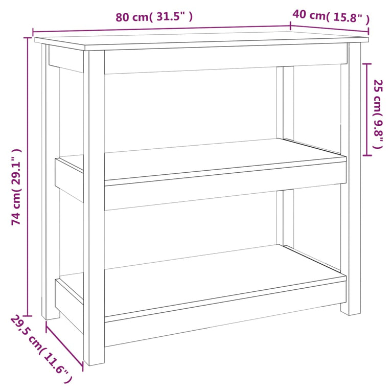 Wandtafel 80x40x74 cm massief grenenhout zwart MeubelReus