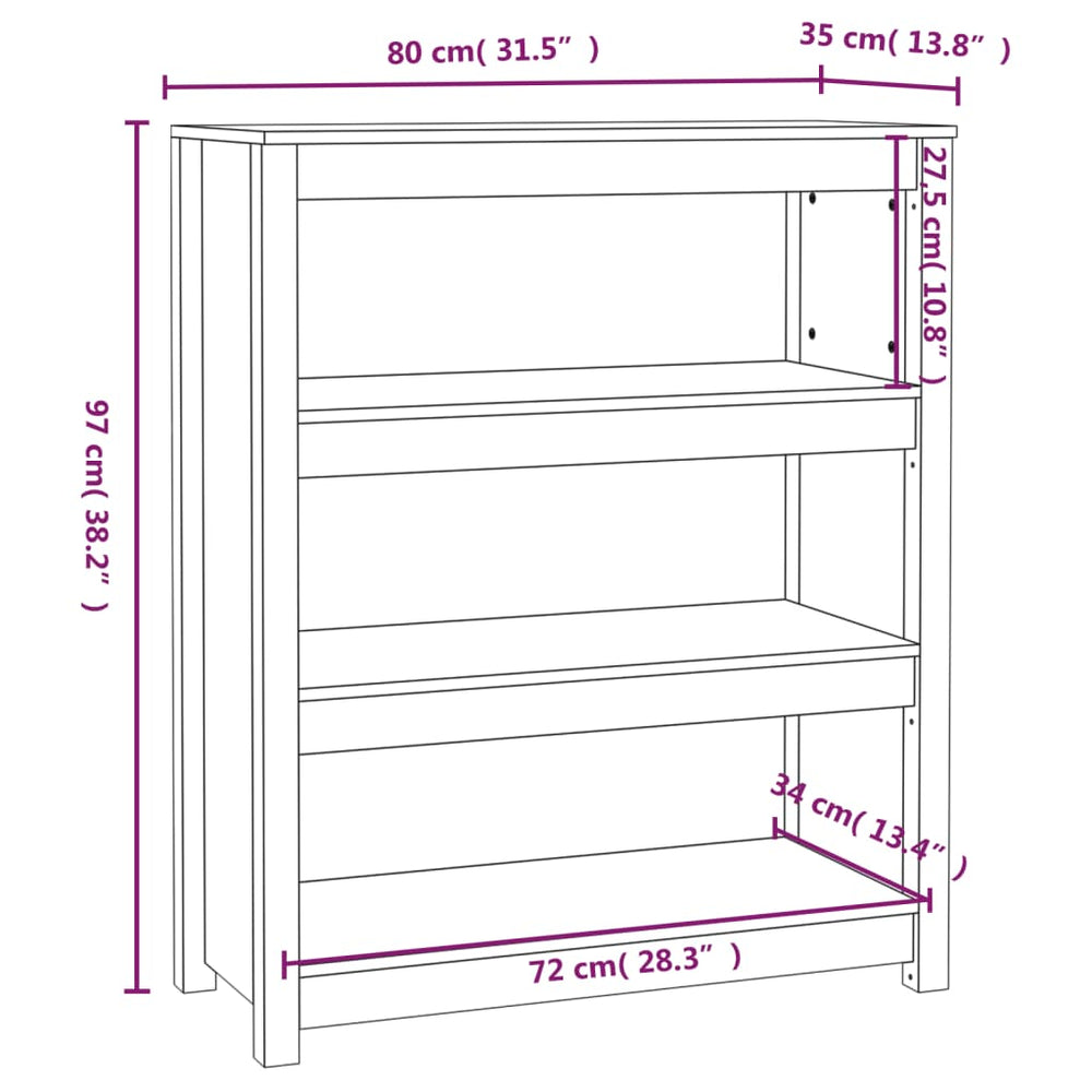 Boekenkast 80x35x97 cm massief grenenhout grijs MeubelReus