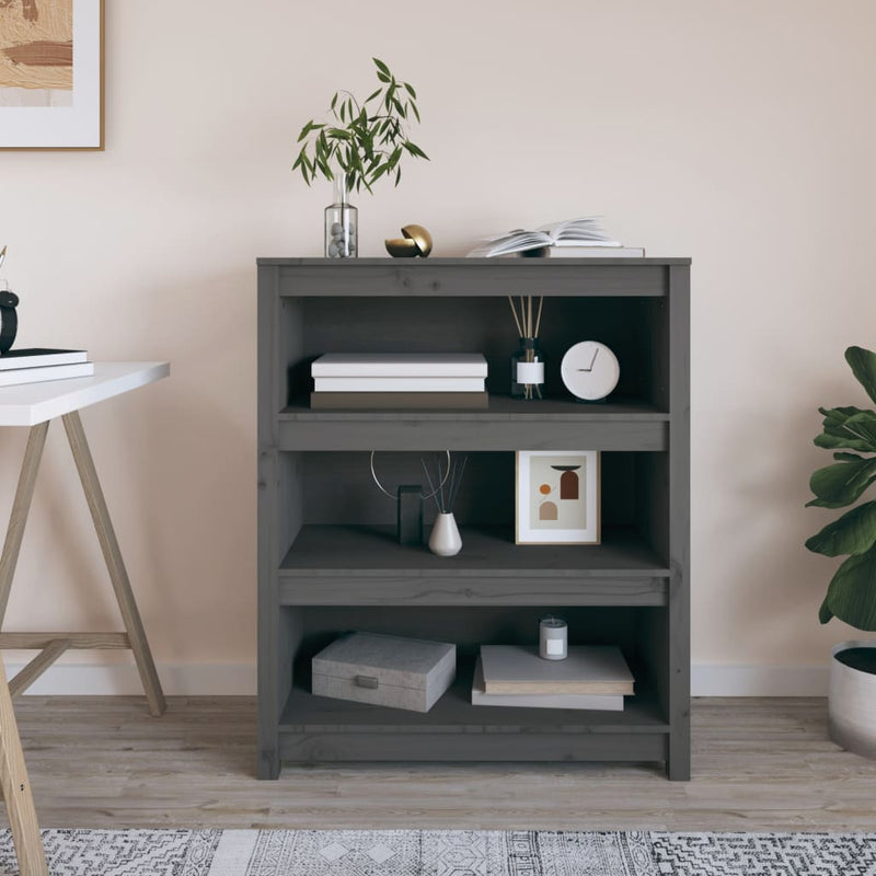 Boekenkast 80x35x97 cm massief grenenhout grijs MeubelReus