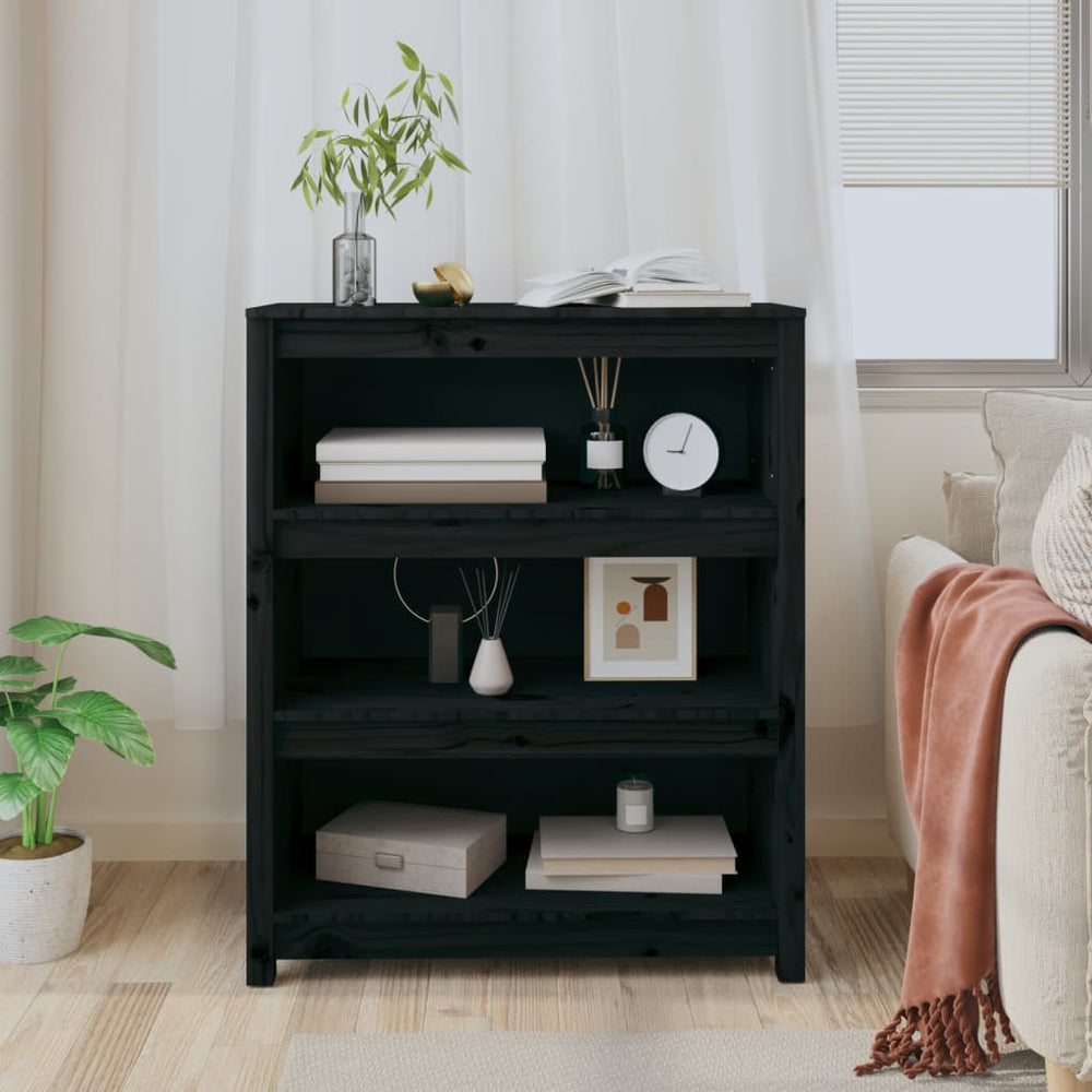 Boekenkast 80x35x97 cm massief grenenhout zwart MeubelReus