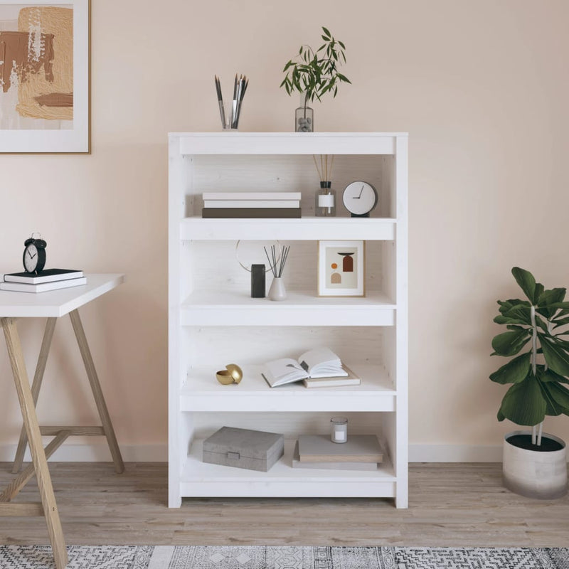 Boekenkast 80x35x126 cm massief grenenhout wit MeubelReus