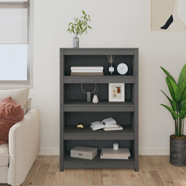 Boekenkast 80x35x126 cm massief grenenhout grijs MeubelReus