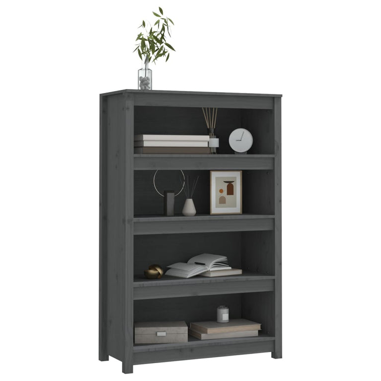 Boekenkast 80x35x126 cm massief grenenhout grijs MeubelReus