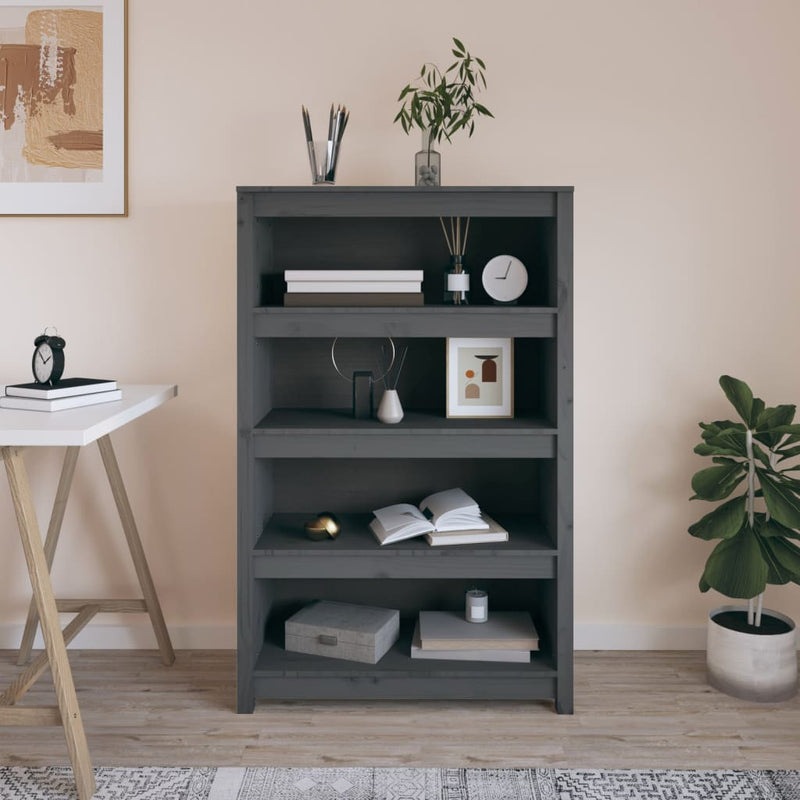 Boekenkast 80x35x126 cm massief grenenhout grijs MeubelReus
