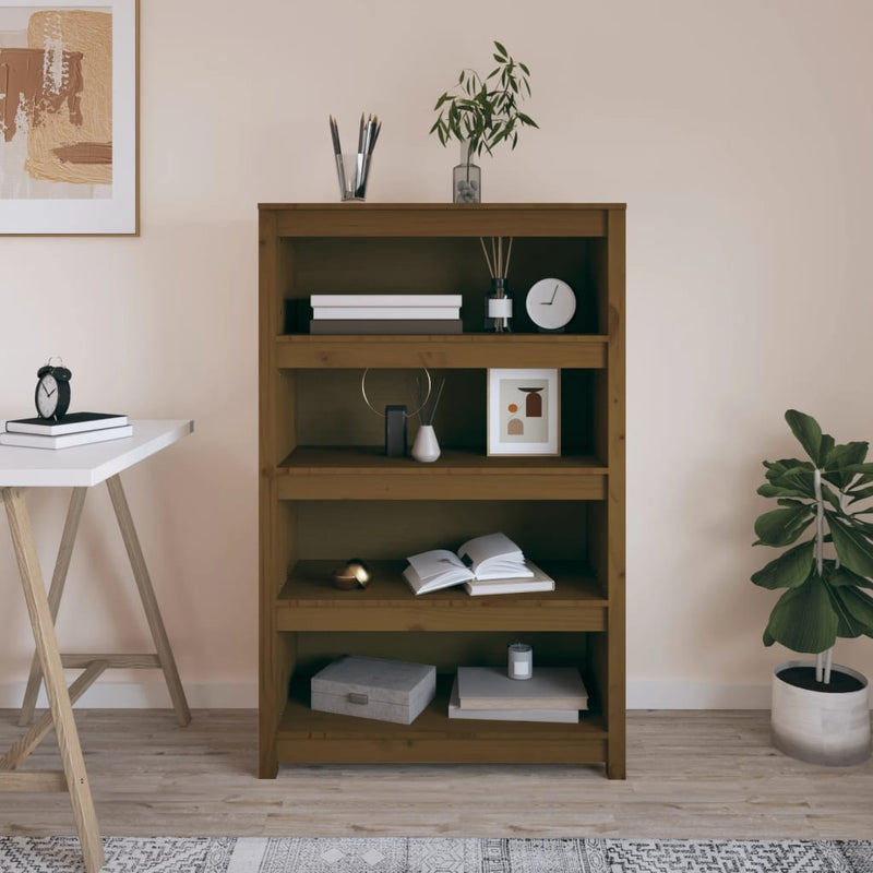 Boekenkast 80x35x126 cm massief grenenhout honingbruin MeubelReus