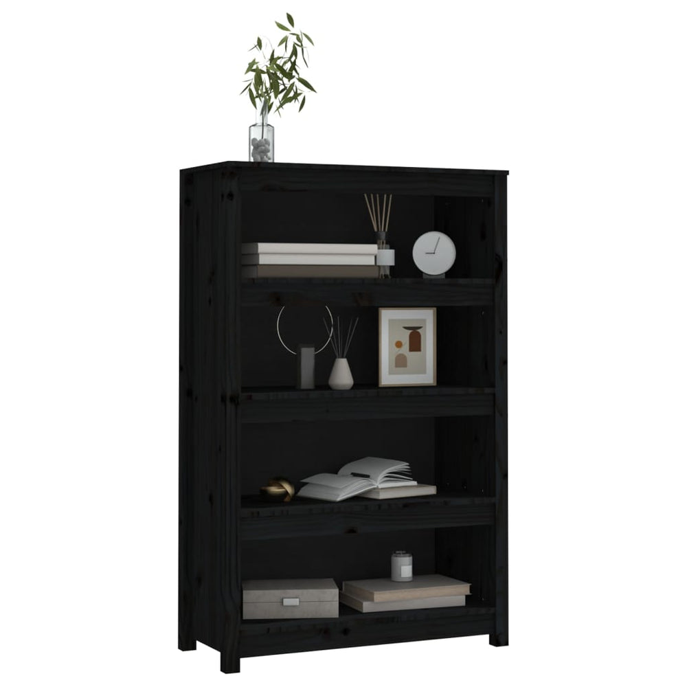 Boekenkast 80x35x126 cm massief grenenhout zwart MeubelReus