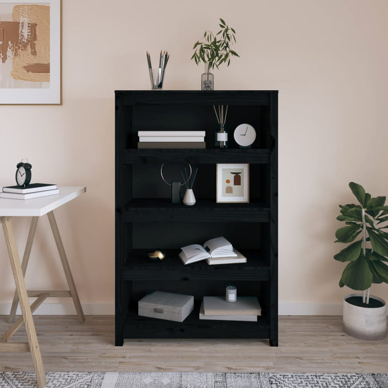 Boekenkast 80x35x126 cm massief grenenhout zwart MeubelReus