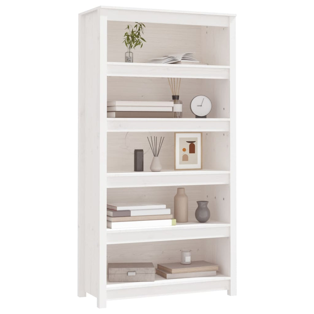 Boekenkast 80x35x154 cm massief grenenhout wit MeubelReus