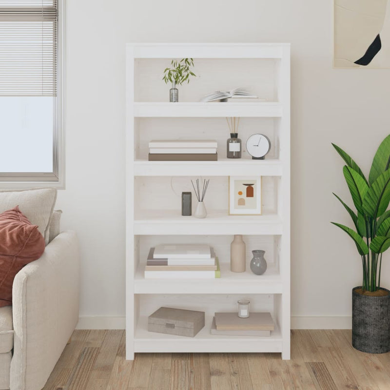 Boekenkast 80x35x154 cm massief grenenhout wit MeubelReus