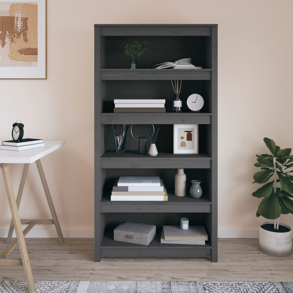 Boekenkast 80x35x154 cm massief grenenhout grijs MeubelReus