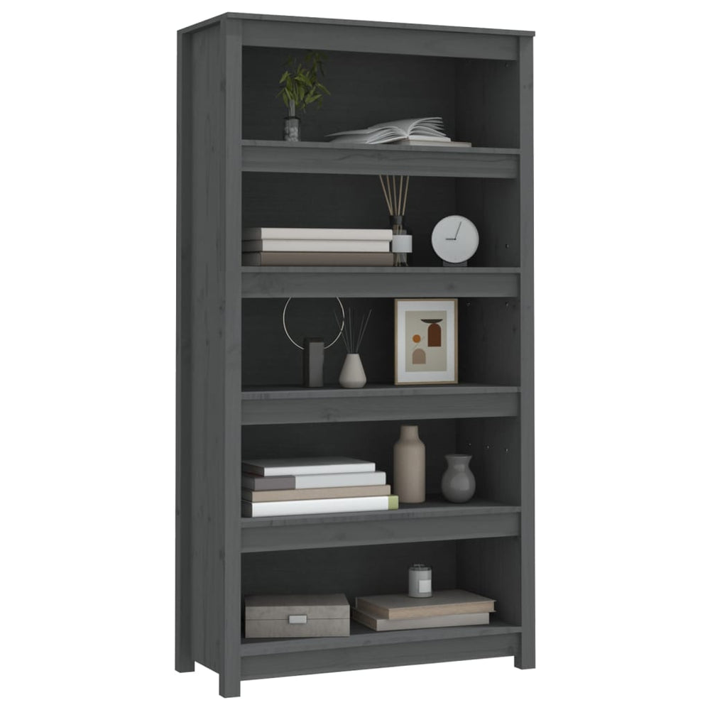 Boekenkast 80x35x154 cm massief grenenhout grijs MeubelReus