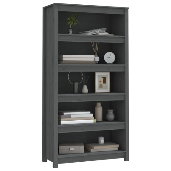 Boekenkast 80x35x154 cm massief grenenhout grijs MeubelReus