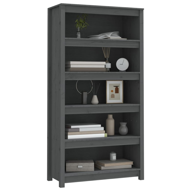 Boekenkast 80x35x154 cm massief grenenhout grijs MeubelReus
