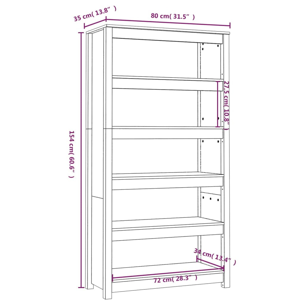 Boekenkast 80x35x154 cm massief grenenhout grijs MeubelReus