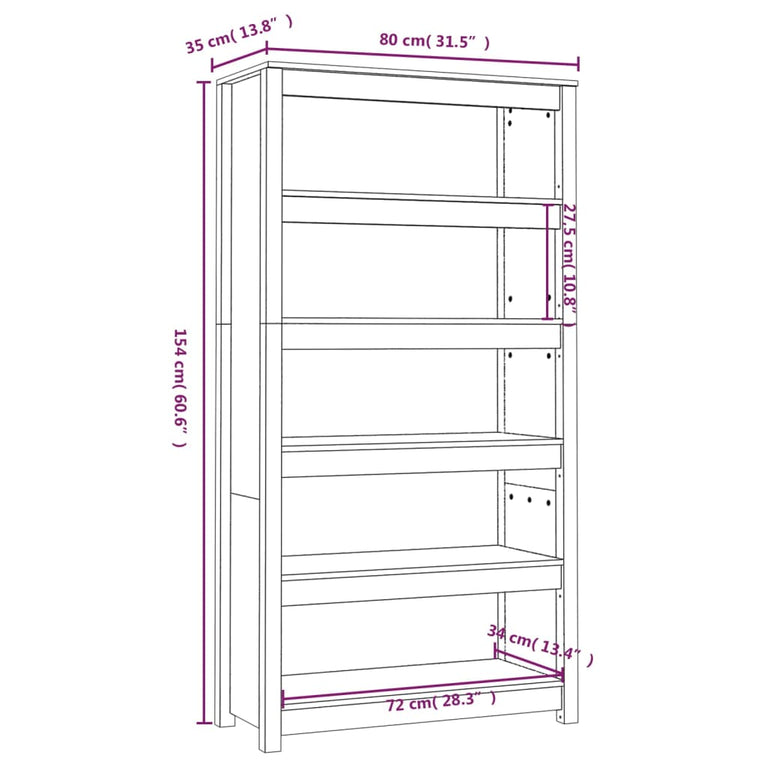 Boekenkast 80x35x154 cm massief grenenhout grijs MeubelReus