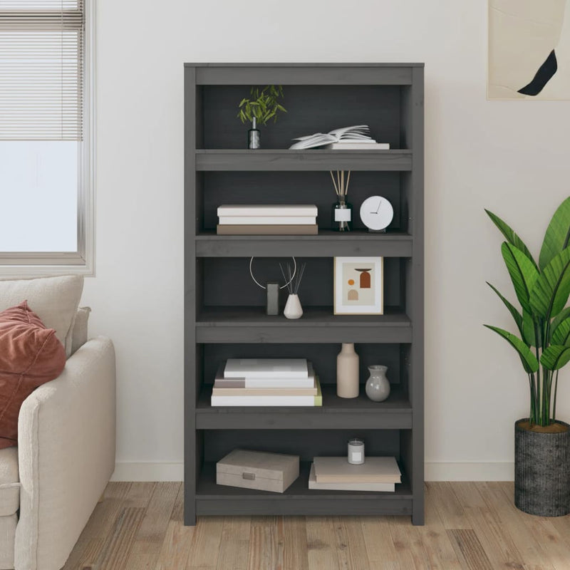 Boekenkast 80x35x154 cm massief grenenhout grijs MeubelReus