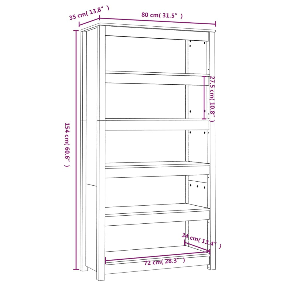 Boekenkast 80x35x154 cm massief grenenhout honingbruin MeubelReus