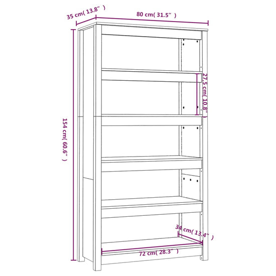 Boekenkast 80x35x154 cm massief grenenhout honingbruin MeubelReus