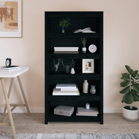 Boekenkast 80x35x154 cm massief grenenhout zwart MeubelReus