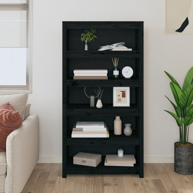 Boekenkast 80x35x154 cm massief grenenhout zwart MeubelReus
