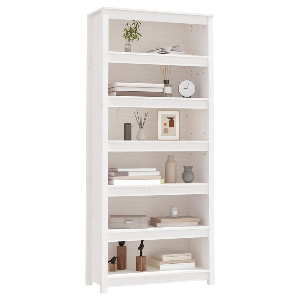 Boekenkast 80x35x183 cm massief grenenhout wit MeubelReus