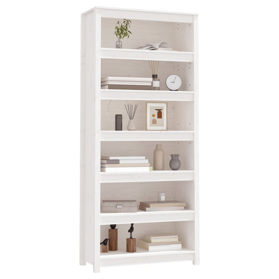 Boekenkast 80x35x183 cm massief grenenhout wit MeubelReus