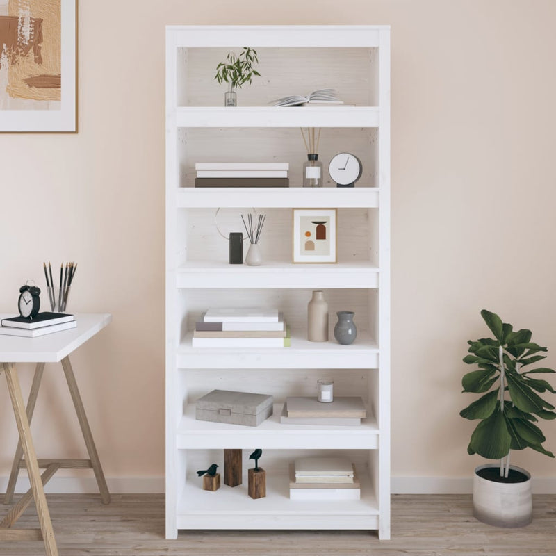 Boekenkast 80x35x183 cm massief grenenhout wit MeubelReus