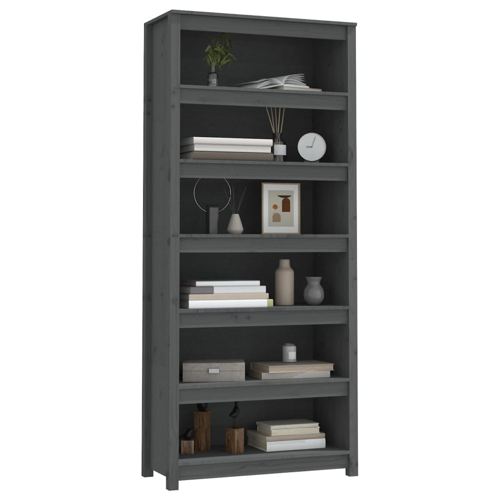 Boekenkast 80x35x183 cm massief grenenhout grijs MeubelReus