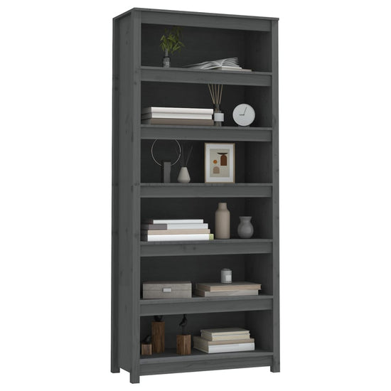 Boekenkast 80x35x183 cm massief grenenhout grijs MeubelReus