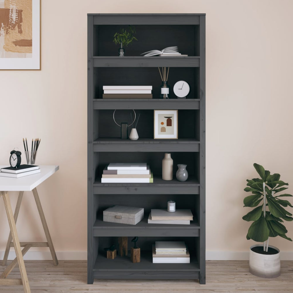 Boekenkast 80x35x183 cm massief grenenhout grijs MeubelReus