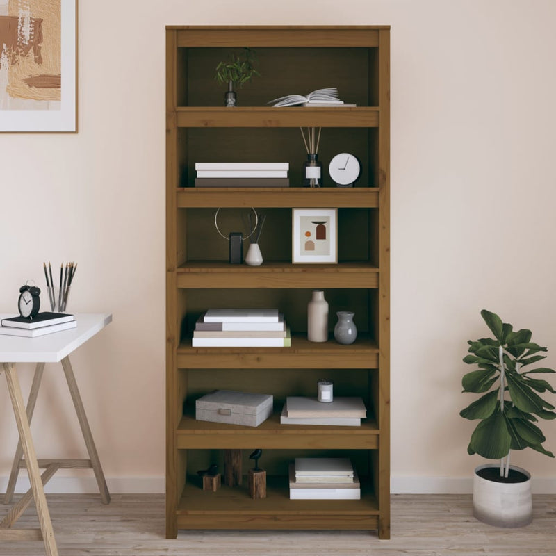 Boekenkast 80x35x183 cm massief grenenhout honingbruin MeubelReus