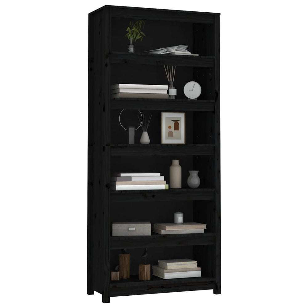 Boekenkast 80x35x183 cm massief grenenhout zwart MeubelReus