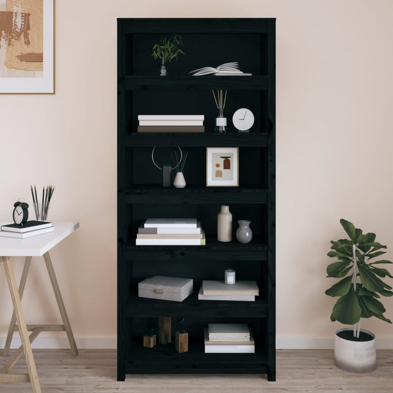 Boekenkast 80x35x183 cm massief grenenhout zwart MeubelReus