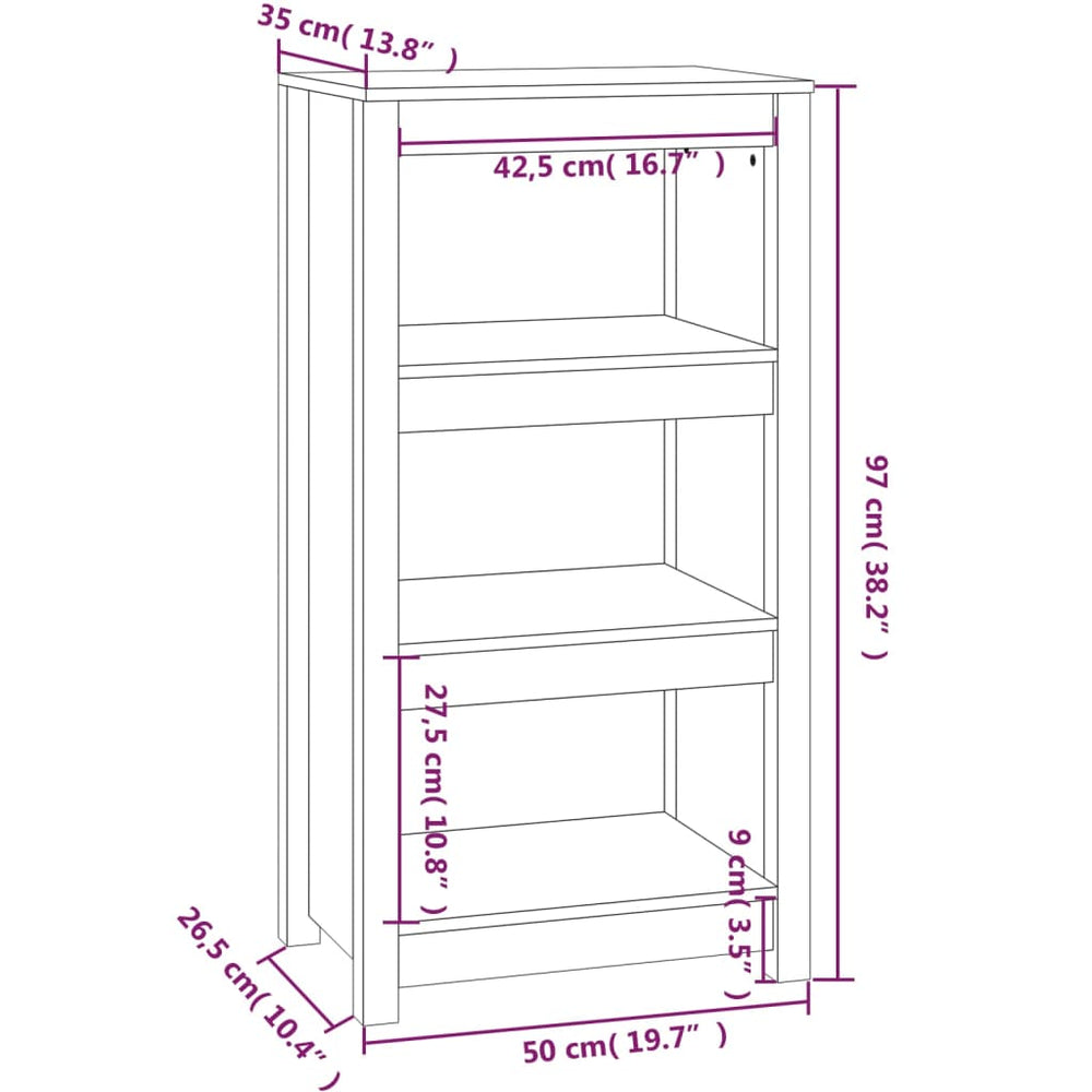 Boekenkast 50x35x97 cm massief grenenhout MeubelReus